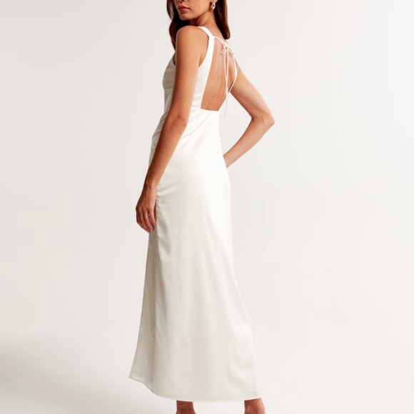 New Abercrombie & Fitch White Draped Skirt Maxi Dress Large Tall - Picture 5 of 5